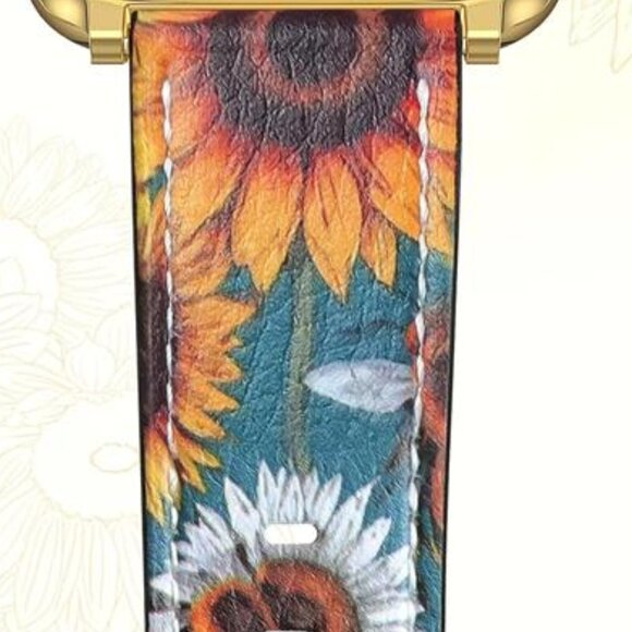 NEW Sunflower Leather Apple Watch Band - Picture 4 of 4